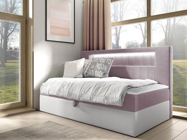 Mirjan24 Kontinentálna jednolôžková posteľ Junior Ribezo 2, Rozmer postele: 80x200, Dostupné poťahy: ekokoža Soft 017 (biela) + Fresh 37 5903211193927