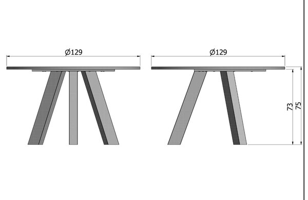 MUZZA JEDÁLENSKÝ STÔL RHONDA Ø 129 cm ČIERNY