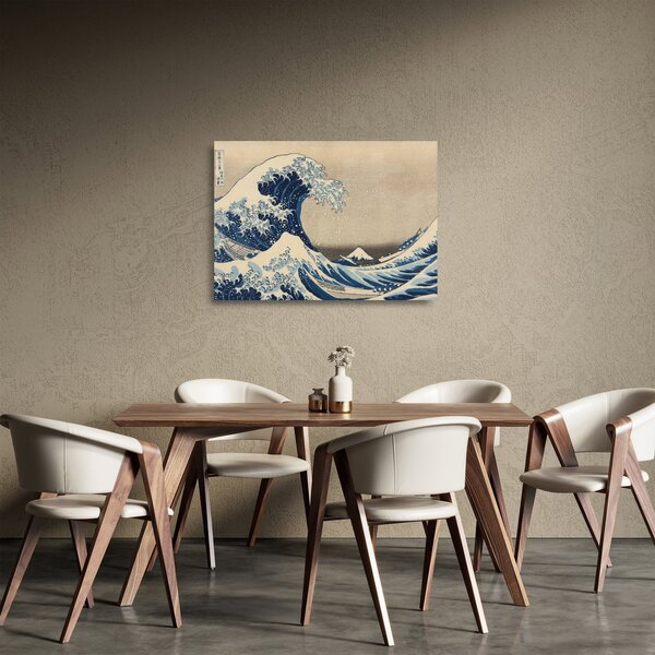 Sklenený obraz - Katsushika Hokusai, Under the Wave off Kanagawa, reprodukcia (70x50 cm)