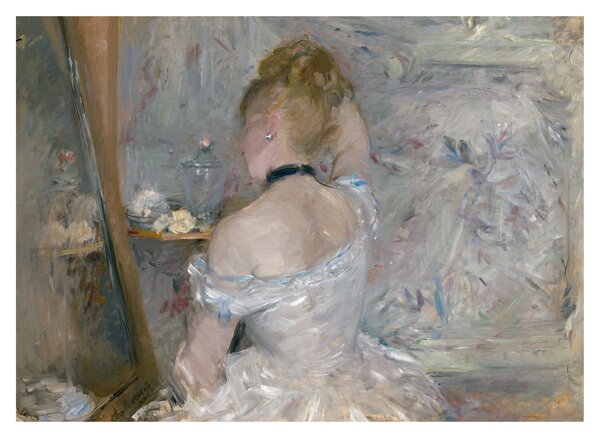 Sklenený obraz - Berthe Morisot, Woman at Her Toilette, reprodukcia (70x50 cm)