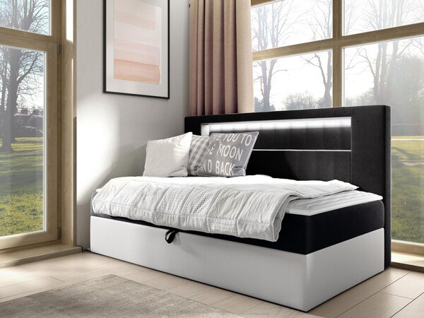 Mirjan24 Kontinentálna jednolôžková posteľ Junior Ribezo 2, Rozmer postele: 80x200, Dostupné poťahy: ekokoža Soft 017 (biela) + Fresh 37 5903211193927