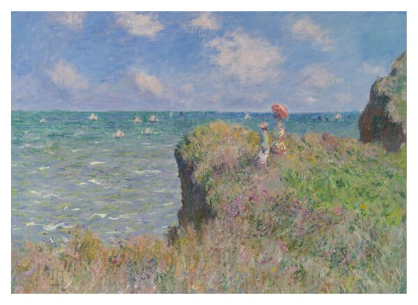 Sklenený obraz - Claude Monet, Cliff Walk at Pourville, reprodukcia (70x50 cm)