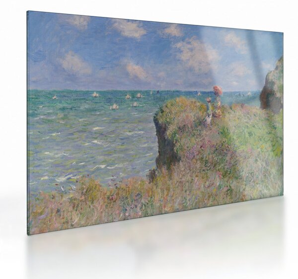 Sklenený obraz - Claude Monet, Cliff Walk at Pourville, reprodukcia (70x50 cm)