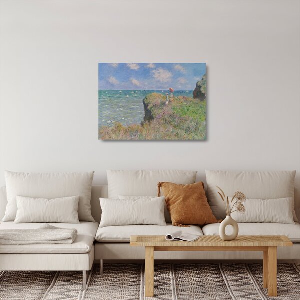 Sklenený obraz - Claude Monet, Cliff Walk at Pourville, reprodukcia (70x50 cm)