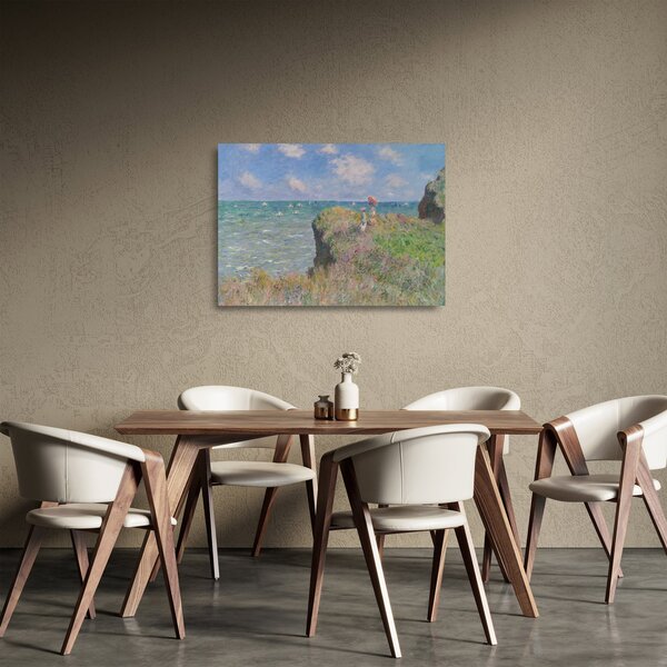 Sklenený obraz - Claude Monet, Cliff Walk at Pourville, reprodukcia (70x50 cm)