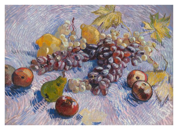 Sklenený obraz - Vincent van Gogh, Grapes, Lemons, Pears, and Apples, reprodukcia (70x50 cm)