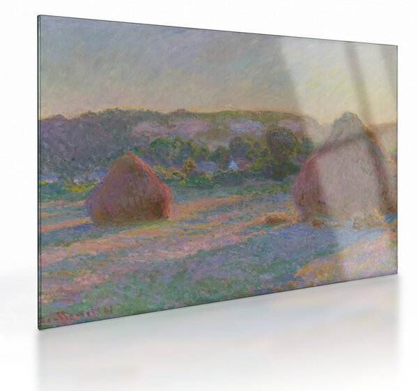 Sklenený obraz - Claude Monet, Stacks of Wheat (End of Summer) , reprodukcia (70x50 cm)