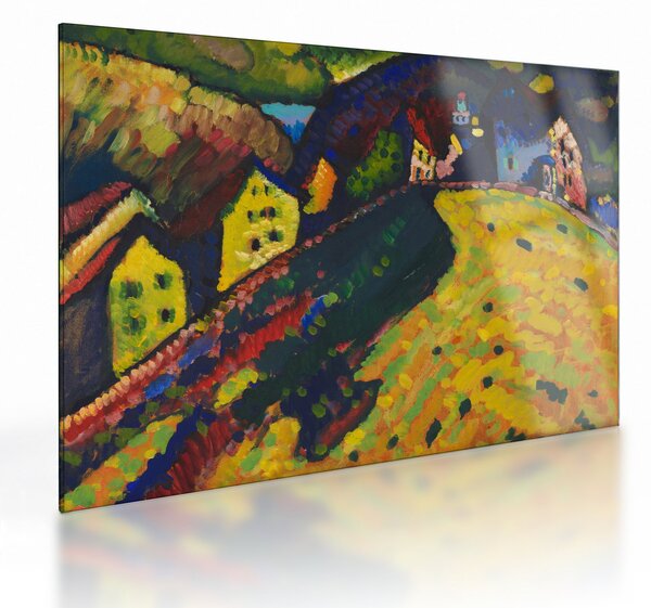 Sklenený obraz - Vasily Kandinsky, Houses at Murnau, reprodukcia (70x50 cm)