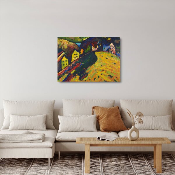 Sklenený obraz - Vasily Kandinsky, Houses at Murnau, reprodukcia (70x50 cm)