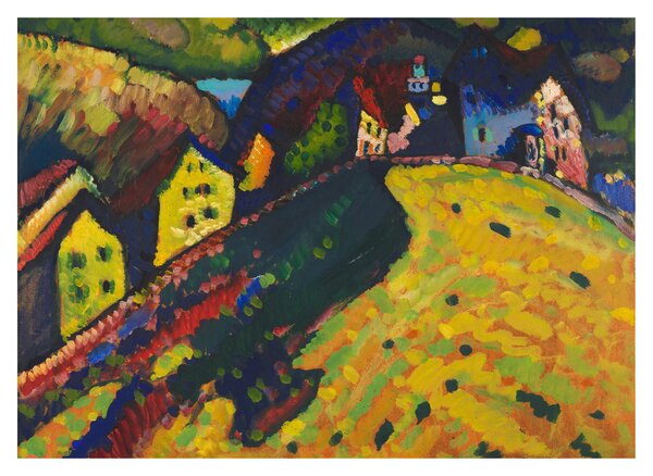 Sklenený obraz - Vasily Kandinsky, Houses at Murnau, reprodukcia (70x50 cm)