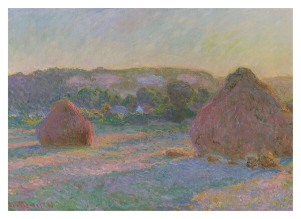 Sklenený obraz - Claude Monet, Stacks of Wheat (End of Summer) , reprodukcia (70x50 cm)