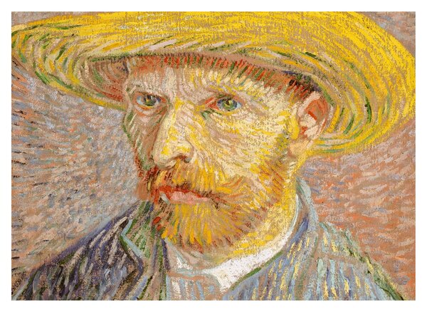 Sklenený obraz - Vincent van Gogh, Self-Portrait with a Straw Hat (The Potato Peeler), reprodukcia (70x50 cm)