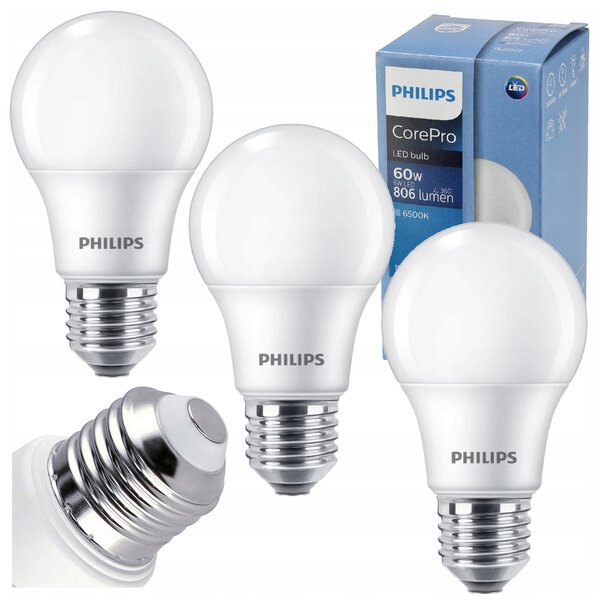 3x LED žiarovka E27 8W 806lm 100lm/w 6500k