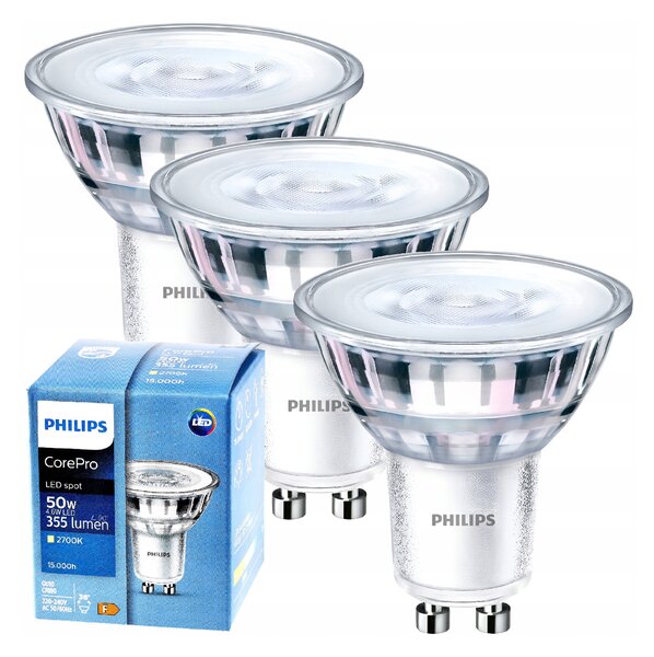 3x LED žiarovka GU10 4,6W 355lm 36° 2700k