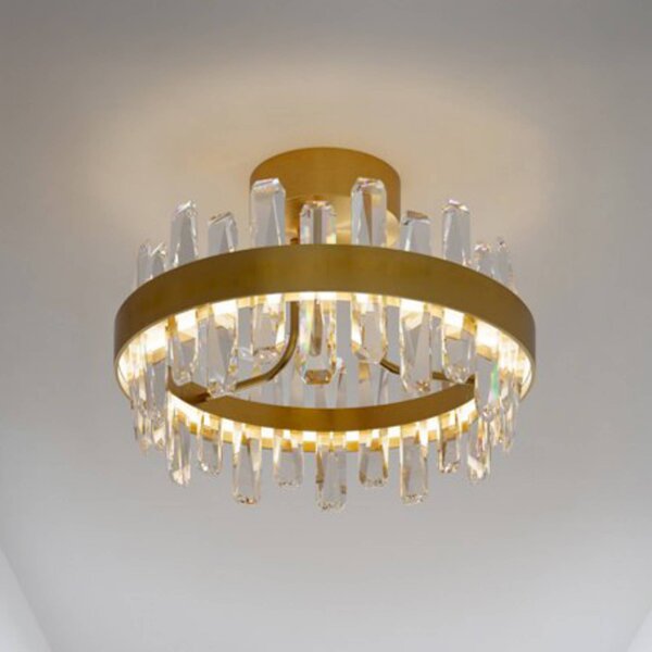 By Rydéns Stropné LED svetlo Triumph od Rydens, mosadz, číre, Ø 50 cm, Mosadz / zlato, Obývacia izba / jedáleň, Sklo, Moderný, Závesné svietidlo