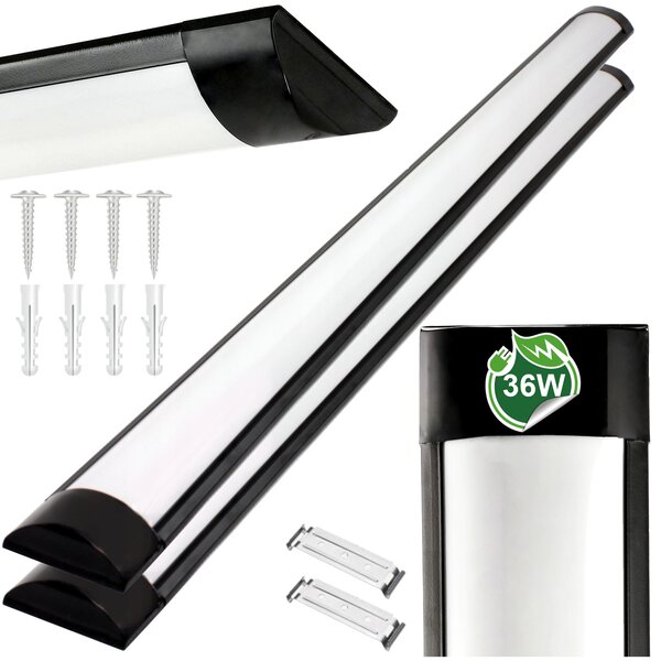 LED panelové svietidlo na prisadenú stropnú montáž 2x 36W 120cm čierna 4500k