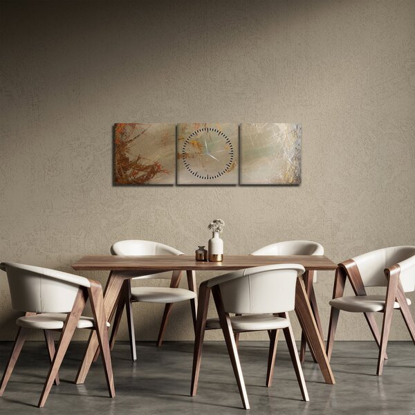 Obraz - Textúrovaná abstrakcia (s hodinami) (90x30 cm)