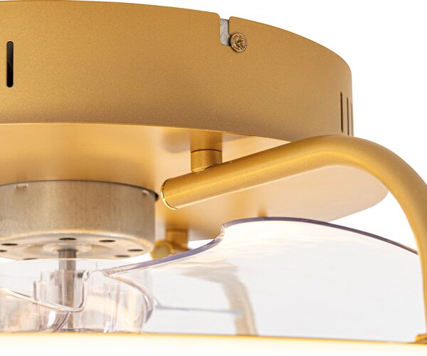Stropný ventilátor zlatý 46,5 cm vrátane LED s diaľkovým ovládaním - Kees