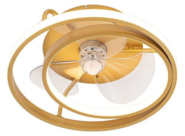 Stropný ventilátor zlatý 46,5 cm vrátane LED s diaľkovým ovládaním - Kees