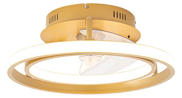 Stropný ventilátor zlatý 46,5 cm vrátane LED s diaľkovým ovládaním - Kees