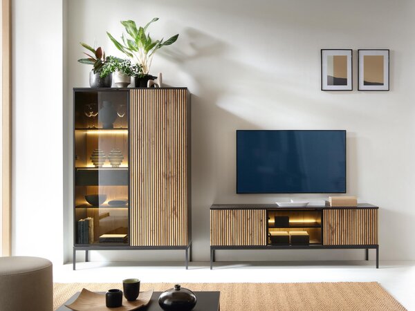 Mirjan24 Zostava nábytku do obývacej izby Dornis II, Farby:: čierny grafit / dub wotan 5903211287596
