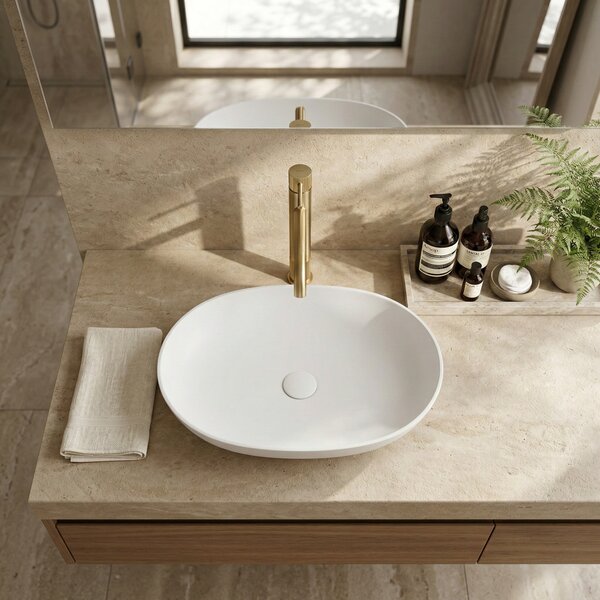 Kúpeľňová batéria Rea Lungo Stripe Brush Gold