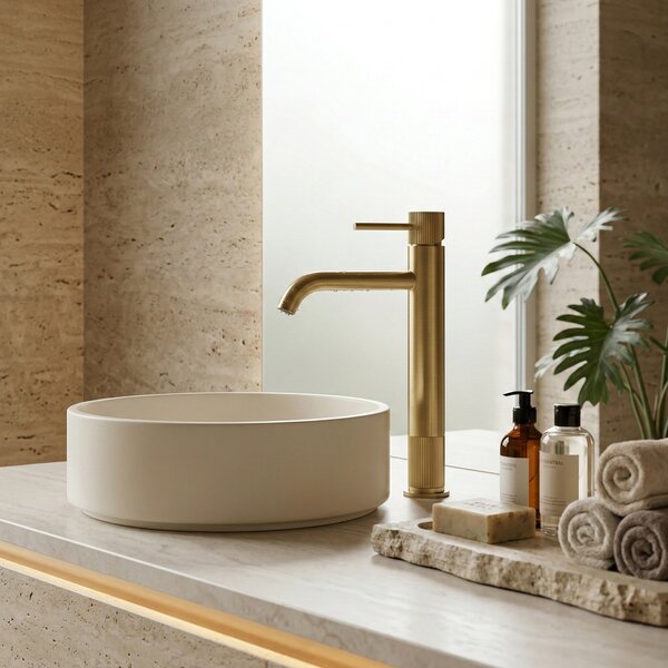 Kúpeľňová batéria Rea Lungo Stripe Brush Gold