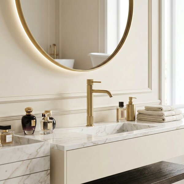 Kúpeľňová batéria Rea Lungo Stripe Brush Gold