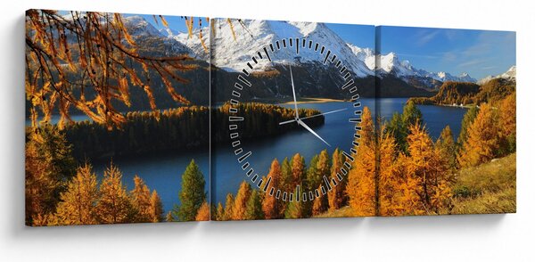 Obraz - Jeseň v Alpách (s hodinami) (90x30 cm)