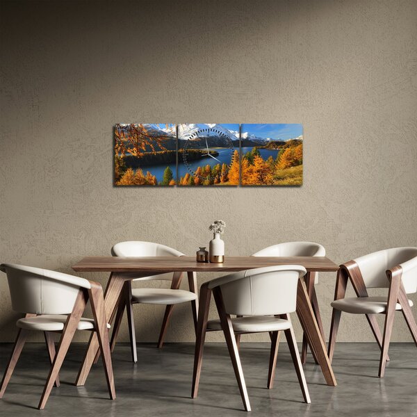 Obraz - Jeseň v Alpách (s hodinami) (90x30 cm)