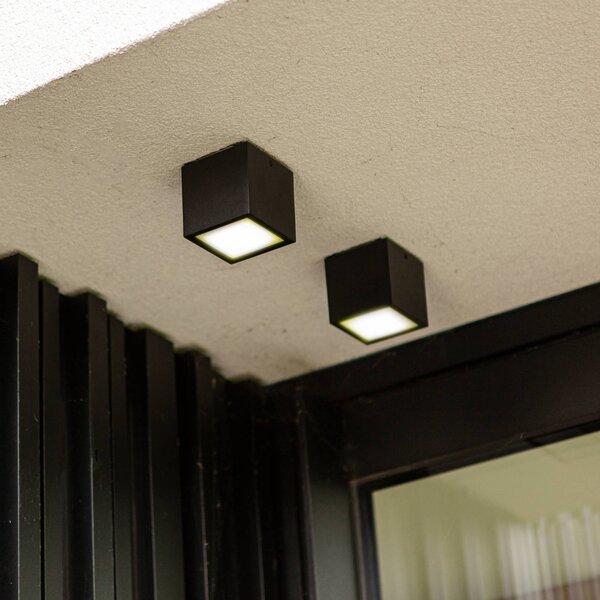 LUTEC Vonkajšie stropné LED svietidlo GEMINI, tmavošedé, 9 x cm, IP65, Hliník / sivá / zinok, Hliník, Moderný, Stropné svetlo