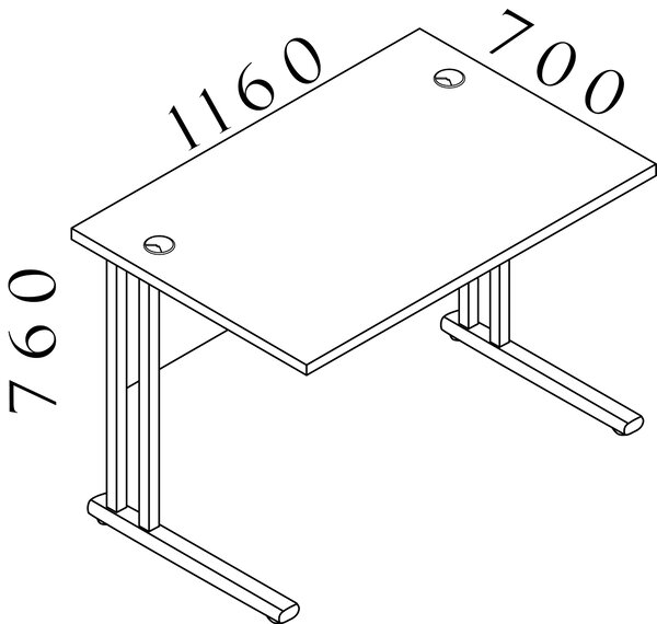 Kancelársky stôl Komfort, kovová podnož, 120x70x76 cm - BPR12 07 (BPR12 07 - Kancelársky stôl Komfort, kovová podnož, 120x70x76 cm)