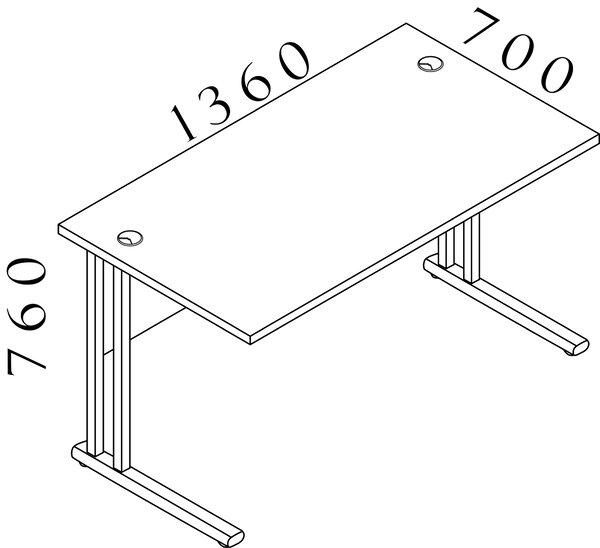 Kancelársky stôl Komfort, kovová podnož, 140x70x76 cm - BPR14 07 (BPR14 07 - Kancelársky stôl Komfort, kovová podnož, 140x70x76 cm)