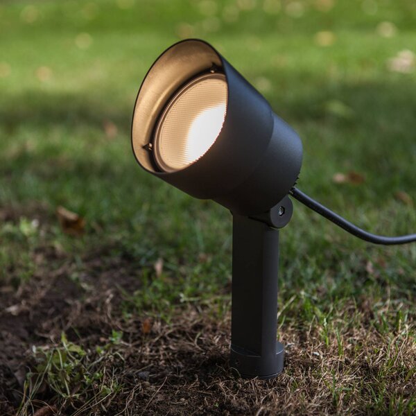 LUTEC LED záhradný reflektor EXPLORER, tmavošedý, Ø 9 cm, IP54, Hliník / sivá / zinok, Hliník, Moderný, Vonkajše bodové svietidlo / bodateľné do zeme
