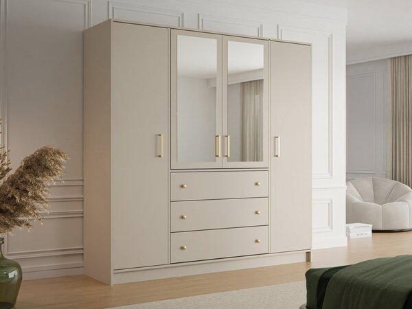 Mirjan24 Šatníková skriňa so zrkadlom Senila Lux D4, Farby: biely 5903211299599
