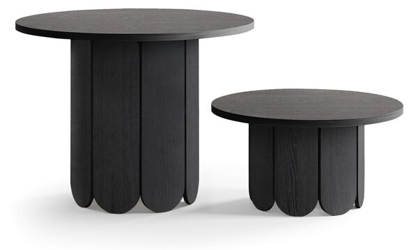 Čierny okrúhly konferenčný stolík v dekore duba ø 78 cm Soft – Woodman
