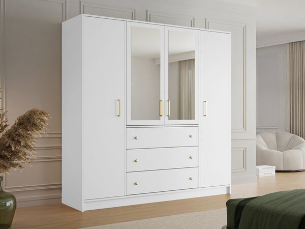 Mirjan24 Šatníková skriňa so zrkadlom Senila Lux D4, Farby: biely 5903211299599