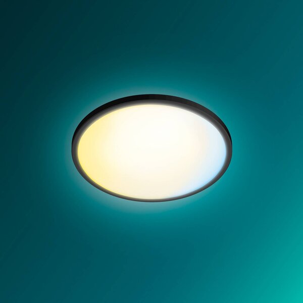 Stropné LED svetlo Philips Superslim, čierne, stmievateľné, Čierna, Obývacia izba / jedáleň, Plast, Závesné svietidlo