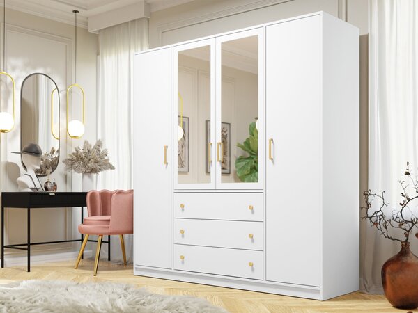Mirjan24 Šatníková skriňa so zrkadlom Senila Lux D4, Farby: biely 5903211299599