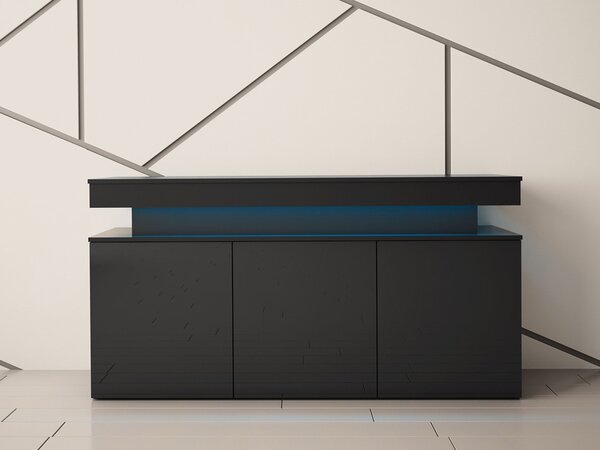 Mirjan24 Skrinka s LED osvetlením Lestirola 3D 160, Farba: čierna / čierny lesk 5903211283857