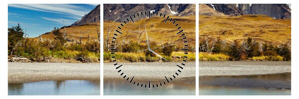 Obraz - Národný park Torres del Paine (s hodinami) (90x30 cm)