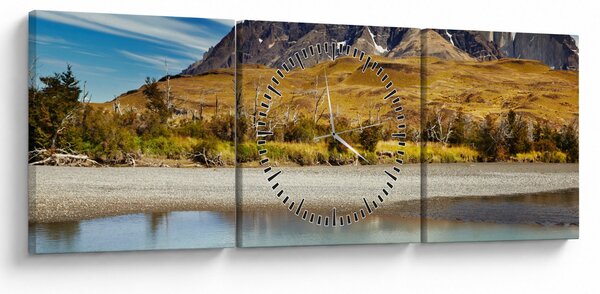 Obraz - Národný park Torres del Paine (s hodinami) (90x30 cm)