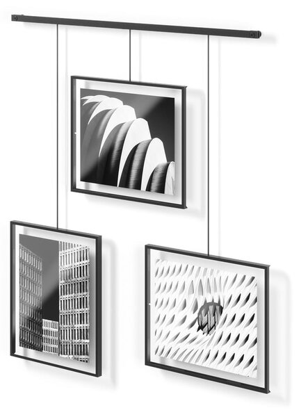 Čierne kovové rámčeky na stenu v súprave 3 ks 73x82 cm Exhibit – Umbra