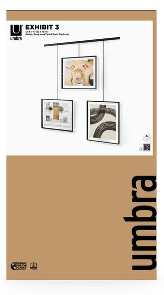 Čierne kovové rámčeky na stenu v súprave 3 ks 73x82 cm Exhibit – Umbra