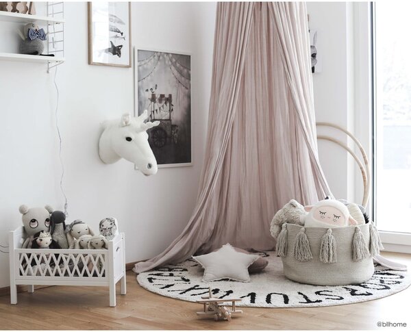 Krémový prateľný ručne tkaný bavlnený detský koberec ø150 cm ABC Natural Black – Lorena Canals