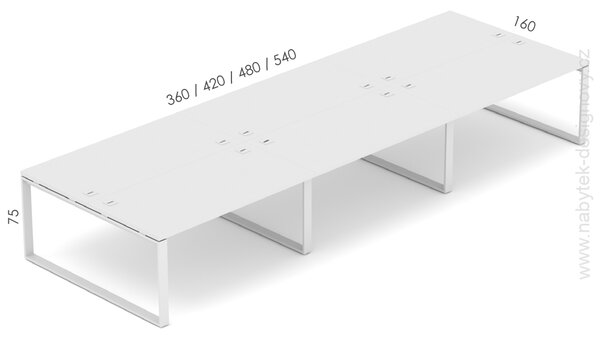 Kancelársky stôl EPIC (6.osoby), 360cm, kovová podnož O (Kancelársky stôl pre viac osôb, 360cm, kovová podnož O)
