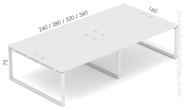 Kancelársky stôl EPIC (4.osoby), 240cm, kovová podnož O (Kancelársky stôl pre viac osôb, 240cm, kovová podnož O)