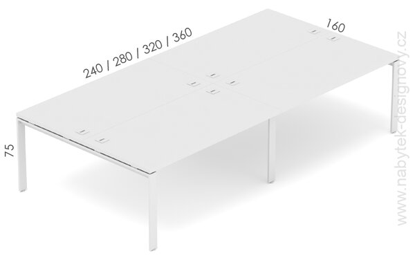 Kancelársky stôl EPIC (4.osoby), 240cm, kovová podnož U (Kancelársky stôl pre viac osôb, 240cm, kovová podnož U)