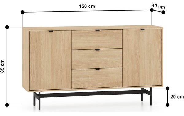MEBLINE Komoda SARGAS 05 dub mavelie