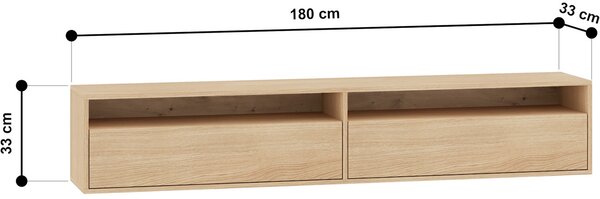 MEBLINE Komoda RTV závesná SARGAS 07 dub mavelie